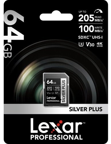 Карта памяти Lexar Professional Silver Plus LSDSIPL064G-BNNNG 64 Гб купить,NaN
