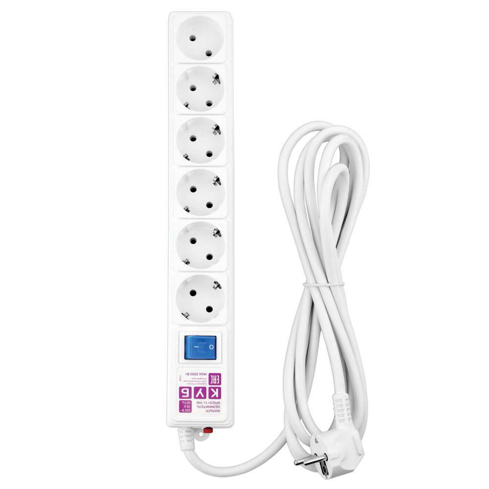Сетевой фильтр Power Cube SPG(5+1)-16B-5M 5м белый купить,NaN