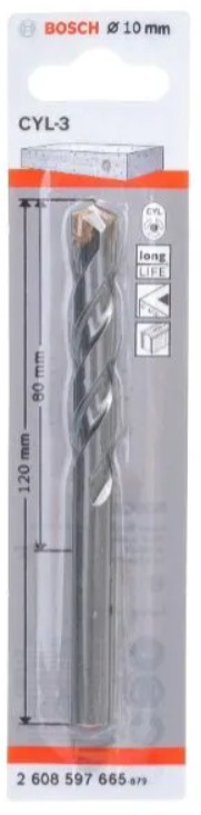 Сверло Bosch Silver Percussion по бетону 2608597665 10х80х120 мм