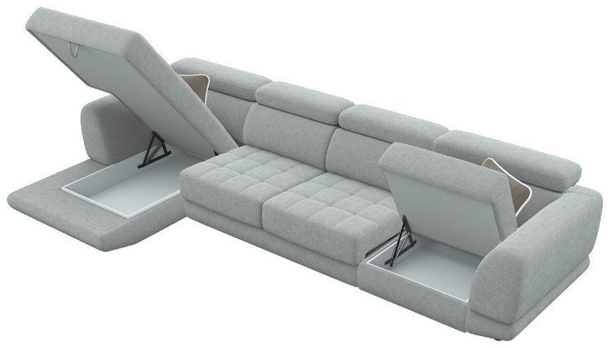 Диван угловой Ariba Tennessi 2Я-3Ф-1Я 390х190см серый купить,NaN