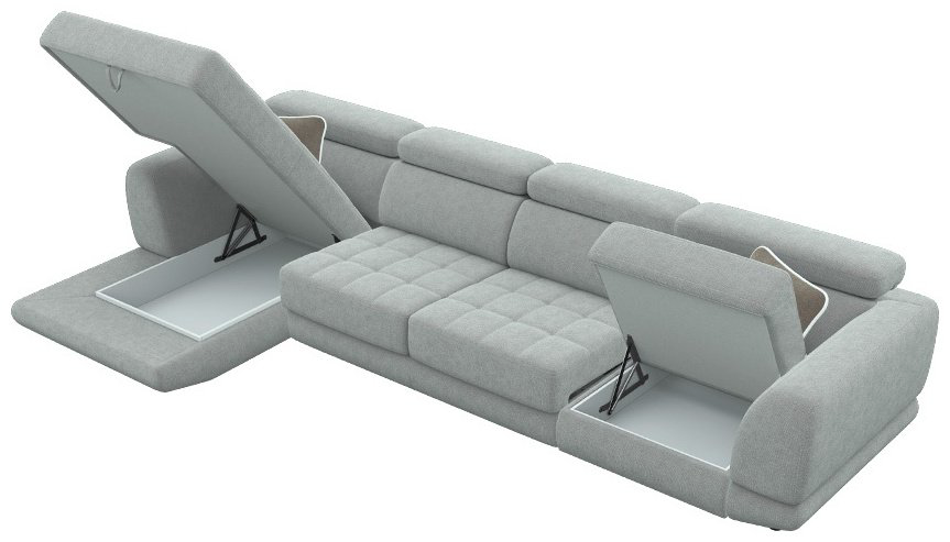 Диван угловой Ariba Tennessi 2Я-3Ф-1Я 390х190см серый купить,NaN
