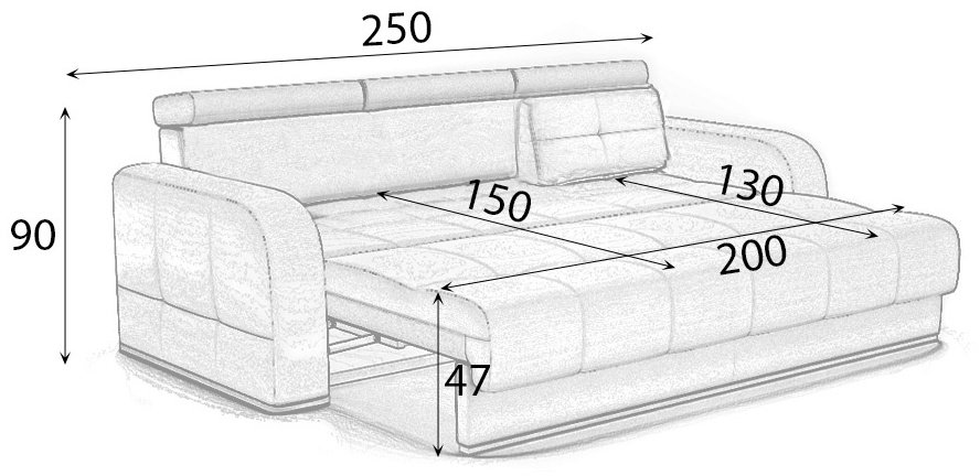 Диван прямой ARIBA Камелот 3Ф, 250х115 см, обивка ткань, коричневый купить,NaN