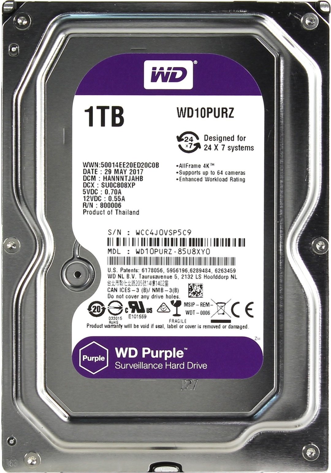 HDD Western Digital Purple WD10PURZ 1000 Гб