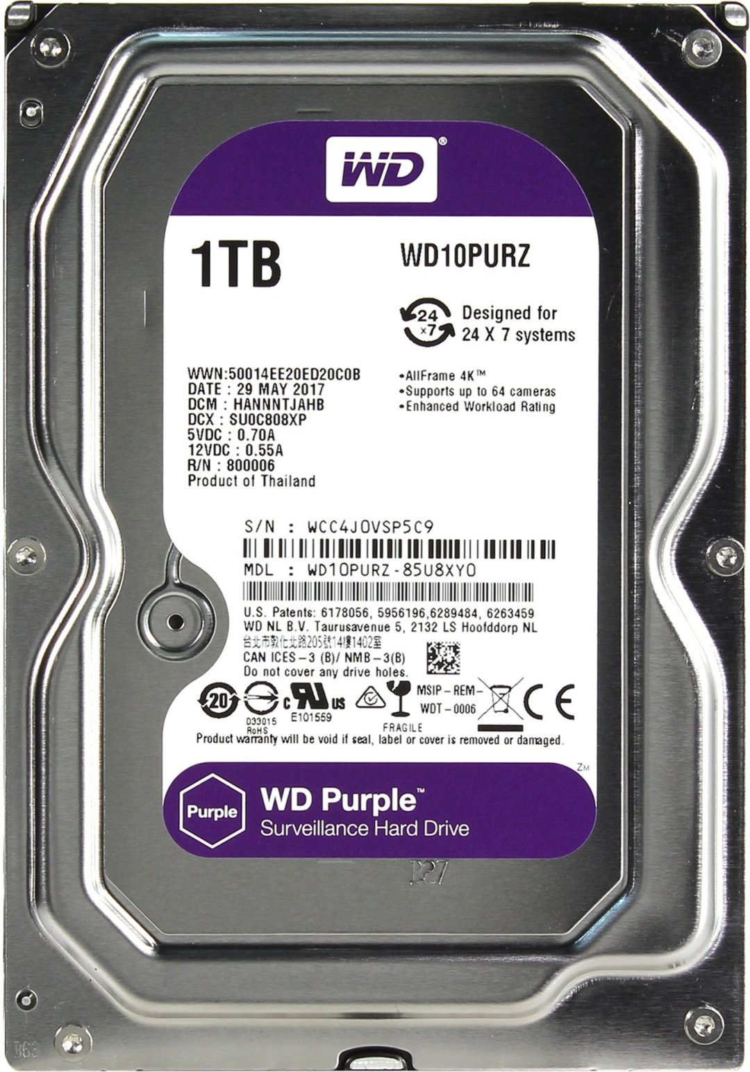 HDD Western Digital Purple WD10PURZ 1000 Гб купить,86626