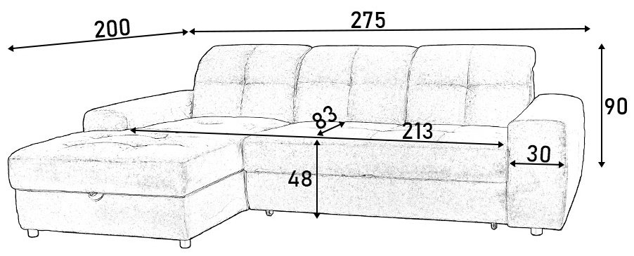 Угловой диван ARIBA Costa 2Я-3F, 275х200 см, обивка ткань, бежевый купить,NaN