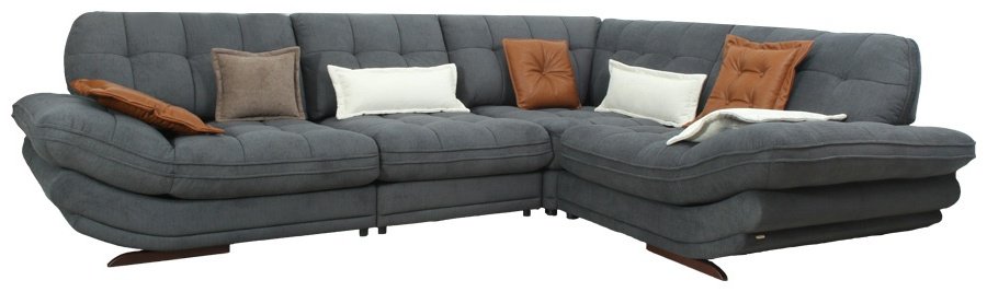 Диван угловой ARIBA Биг 1П-1М-4-1П, 370х280 см, обивка ткань, серый купить,NaN