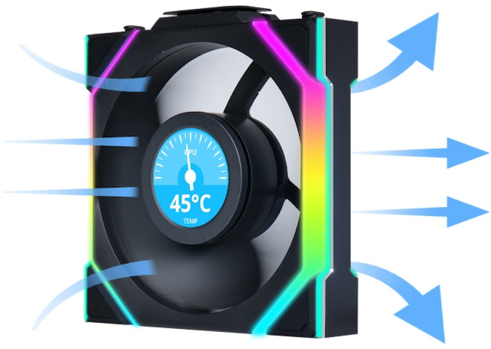 Кулер LIAN LI UNI FAN SL WIRELESS LCD 120mm No controller G99.12SLLCD1W1B.00 купить,NaN
