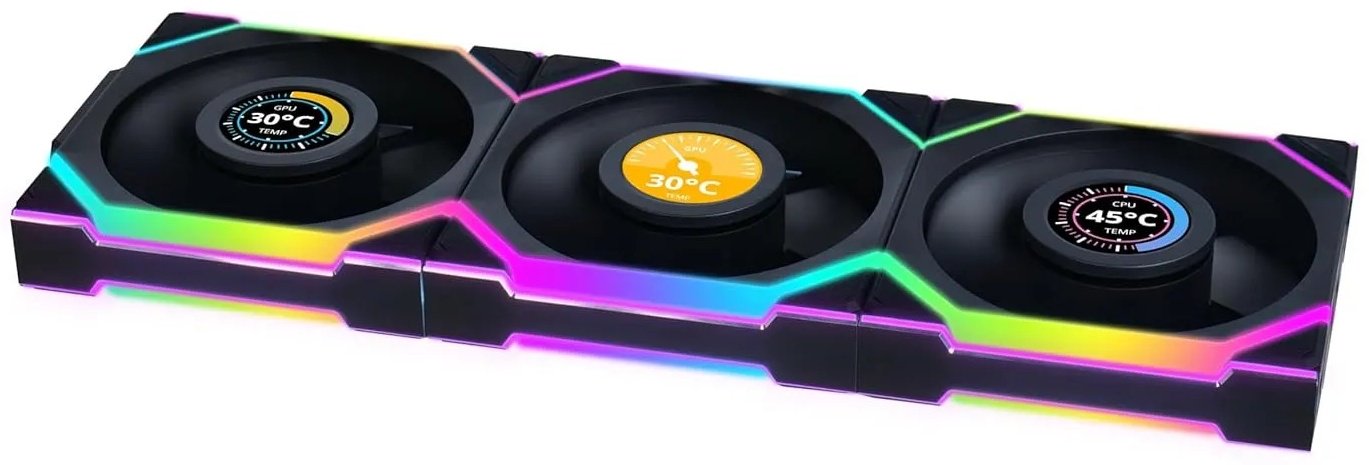 LIAN LI UNI FAN SL Wireless LCD Reverse Blade Black 3x120mm, G99.12RSLLCD1W3B.00