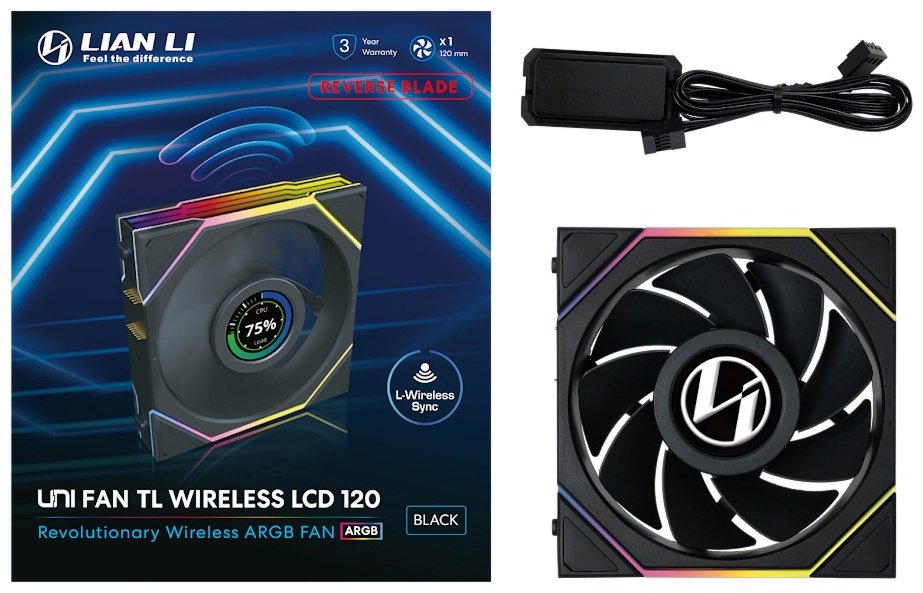 Вентилятор LIAN LI Uni Fan TL Wireless LCD 120 ARGB Reverse Blade 12RTLLCD1W1B купить,NaN