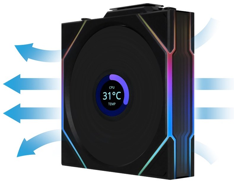 Вентилятор LIAN LI Uni Fan TL Wireless LCD 120 ARGB Reverse Blade 12RTLLCD1W1B купить,NaN