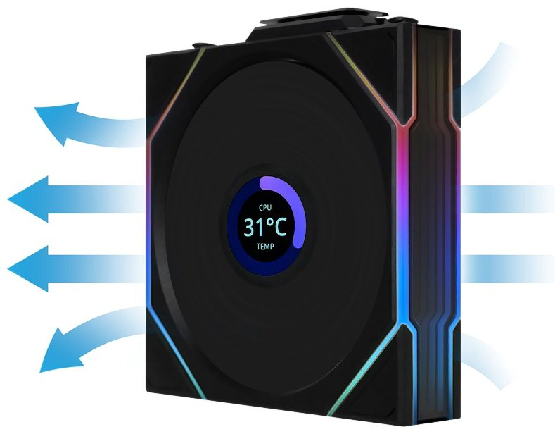 Вентилятор LIAN LI Uni Fan TL Wireless LCD 120 ARGB Reverse Blade 12RTLLCD1W1B купить,NaN