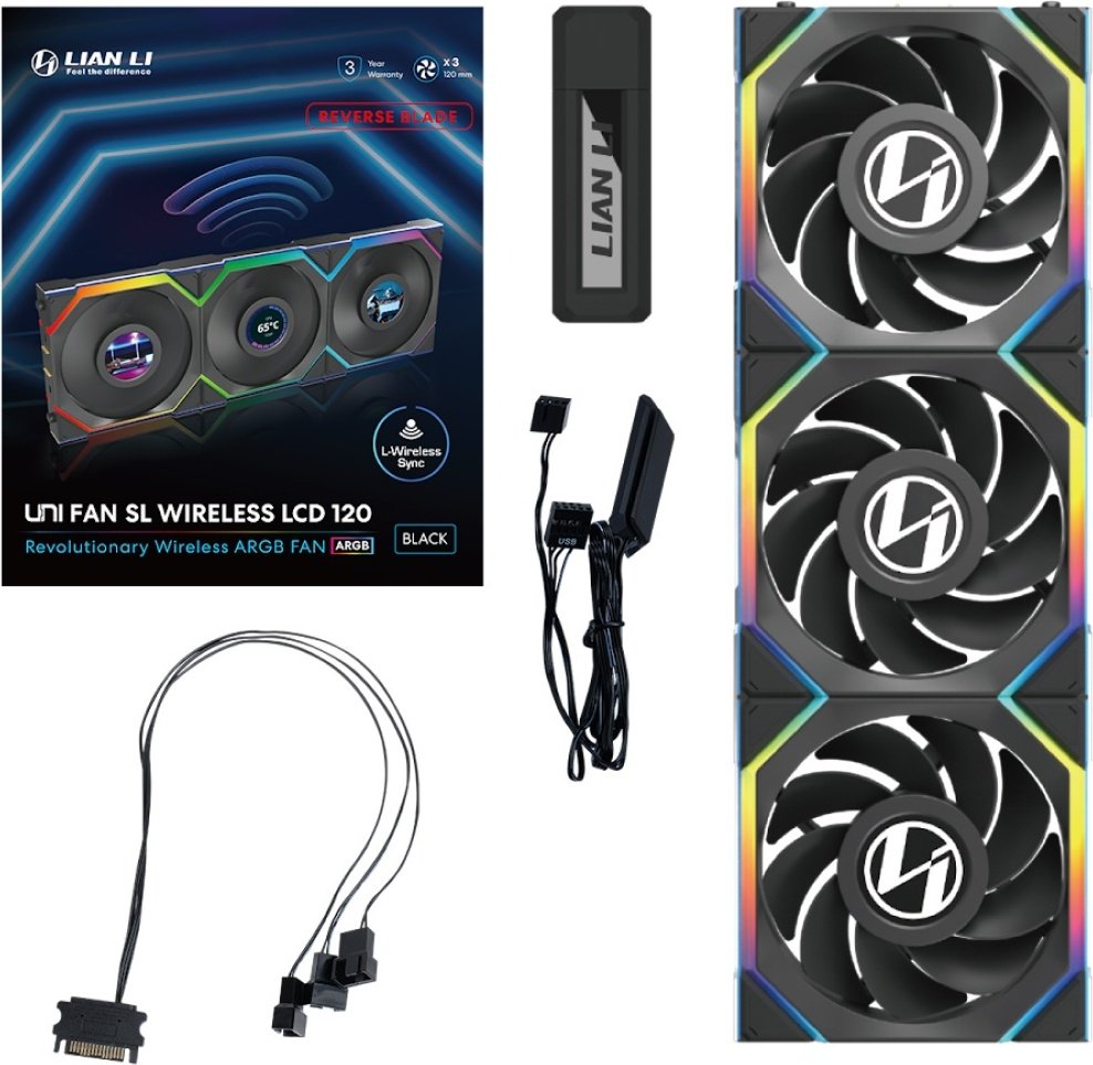 Вентилятор LIAN LI Uni Fan SL Wireless LCD 120 ARGB Reverse Blade 12RSLLCD1W3B купить,NaN