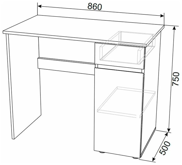 Стол письменный ZETA Токио, 86х50x75 см, белый купить,NaN