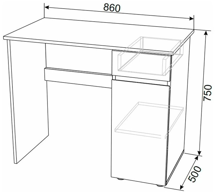 Стол письменный ZETA Токио, 86х50x75 см, белый купить,NaN