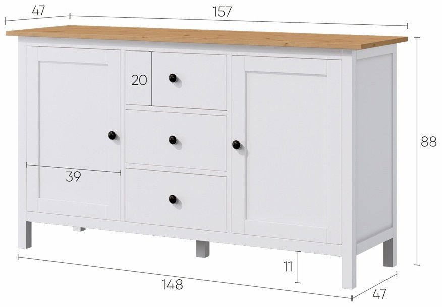 Комод ZETA Кымор, 157x47x88 см, белый купить,NaN