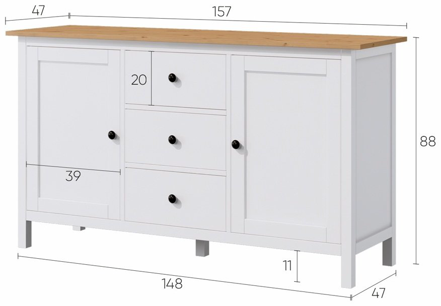 Комод ZETA Кымор, 157x47x88 см, белый купить,NaN