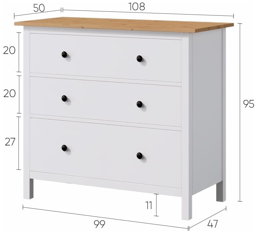 Комод ZETA Кымор, 108x50x96 см, белый, светло-коричневый купить,NaN
