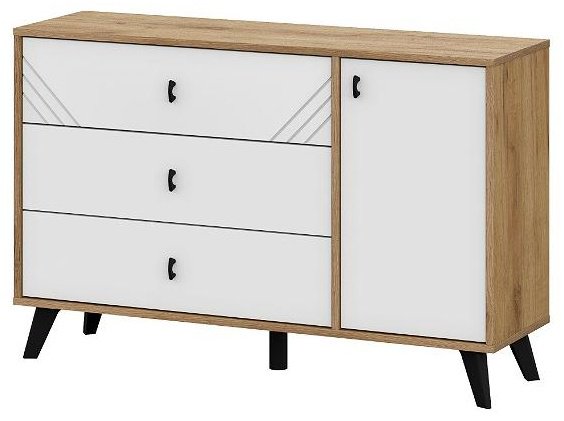 Комод ZETA Байкал, 114x33.1x73.2 см, белый, коричневый купить,NaN