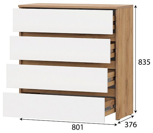 Комод СВ Мебель Некст, 80.10x37.60x83.5 см, белый, бежевый купить,NaN