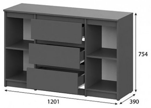 Комод SV Денвер, 120.10x39x75.4 см, графит купить,NaN