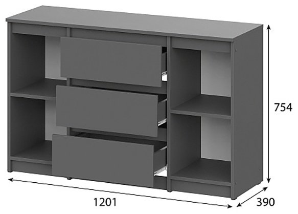 Комод Денвер, 120.10x39x75.4 см, графит купить,NaN