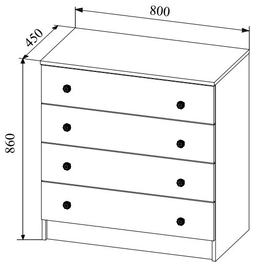 Комод ДСВ Сканди, 80x45x86 см, белый, коричневый купить,NaN