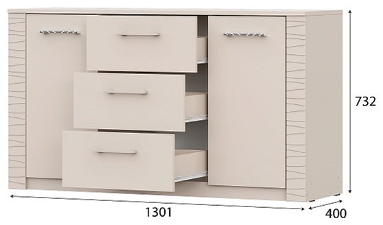 Комод СВ Мебель 00-00113247, 130x40x73.2 см, бежевый купить,NaN