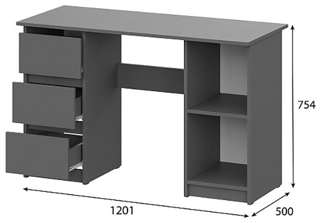 Стол письменный ZETA Денвер, 120х50x75 см, графит купить,NaN