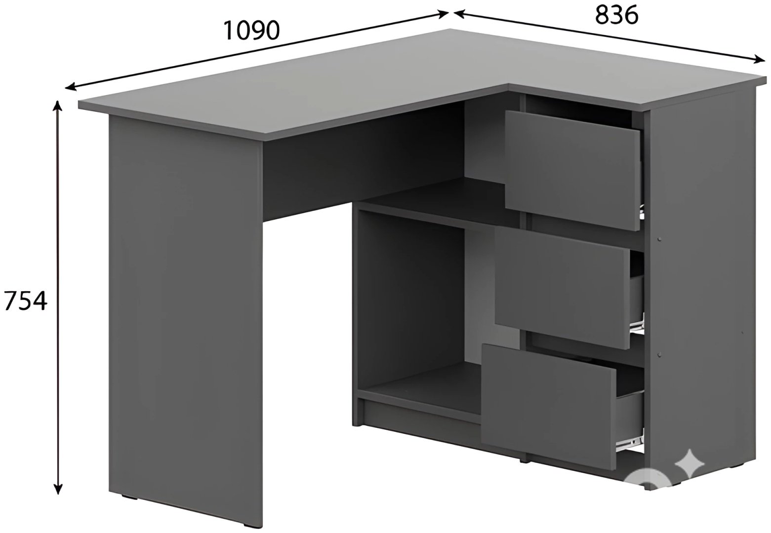 Стол письменный SV Денвер, 109х83.6x75.4 см, графит купить,NaN