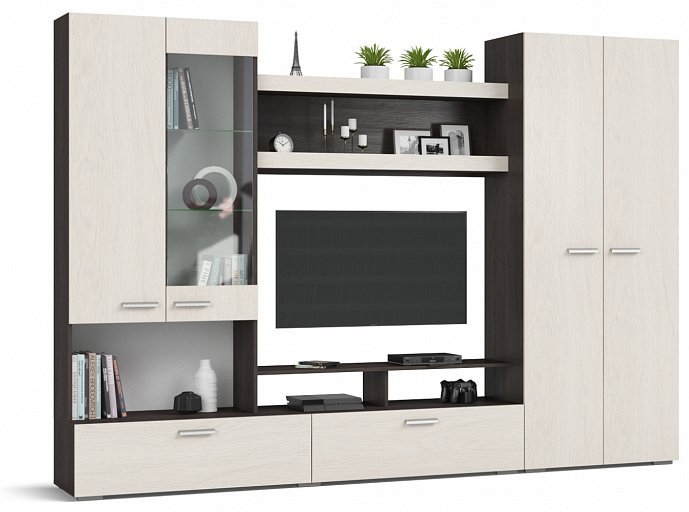 Стенка Виго 280х200х48 см, коричневый, бежевый купить,NaN