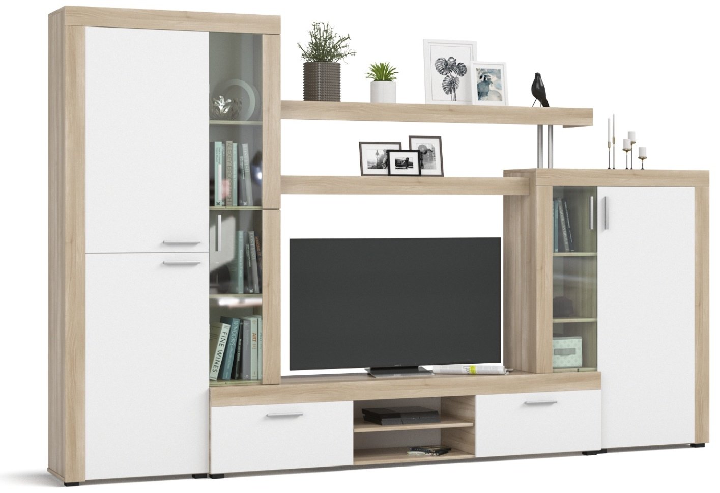 Стенка Много Мебели МОНТАНА 299х194х44 см, белый, бежевый купить,NaN