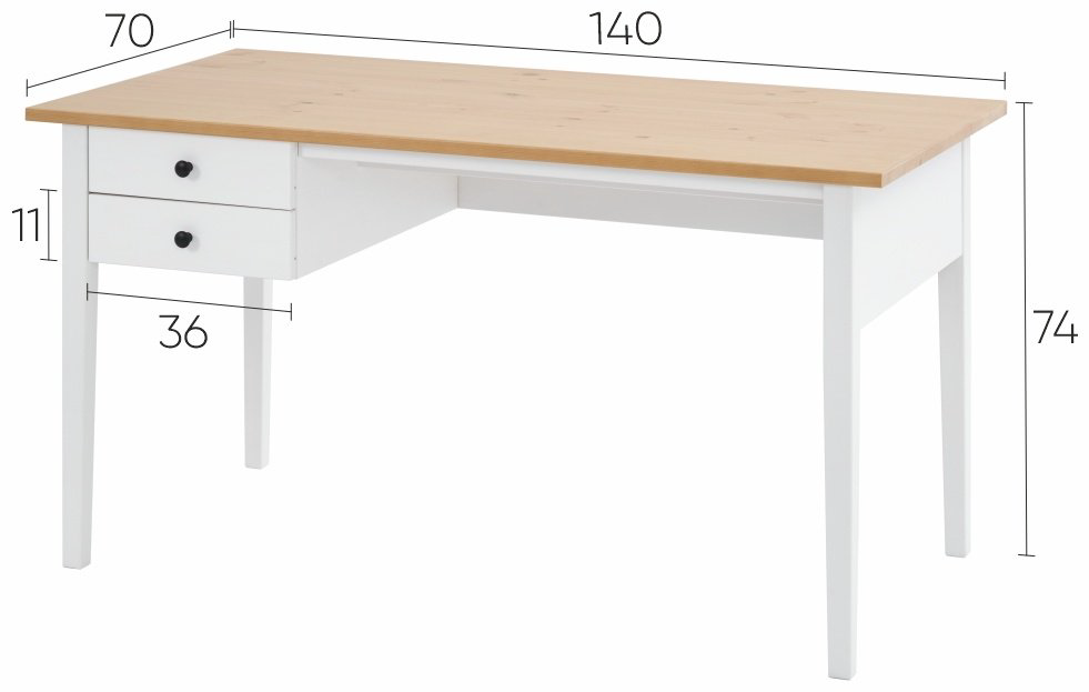 Стол компьютерный Вухтым, 140х70x74 см, белый, коричневый купить,NaN