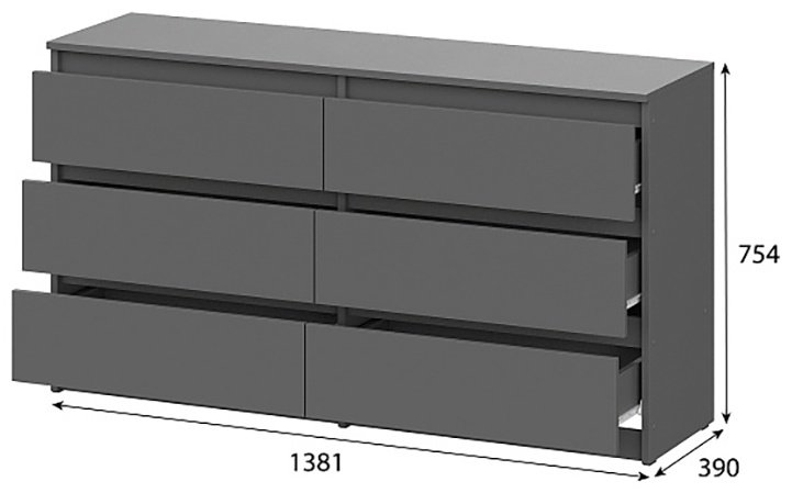 Комод SV Денвер, 138.10x39x75.4 см, графит купить,NaN