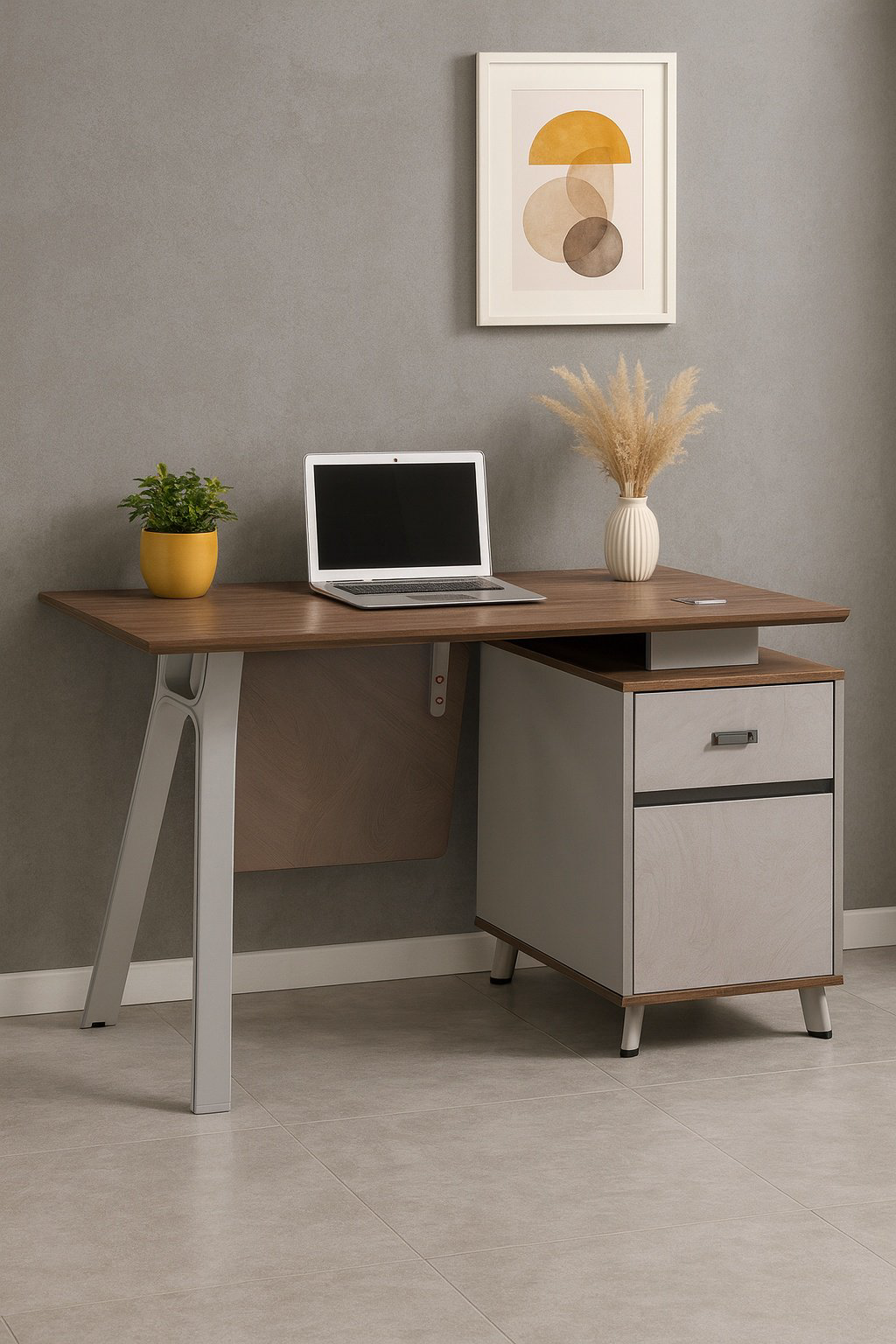 Стол компьютерный ZETA PG, 140х60x75 см, серый, коричневый купить,NaN