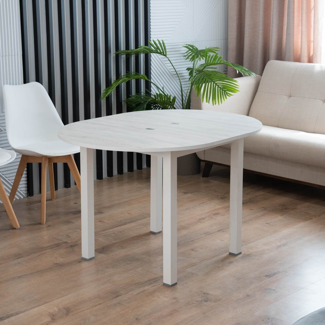 Обеденный стол БОРОВИЧИ 70428, 90х90x74 см, ЛДСП, белый купить,NaN