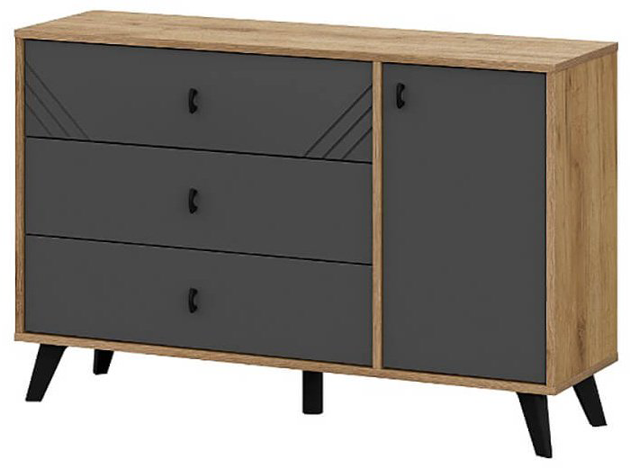 Комод ZETA Байкал, 114x33.1x73.2 см, коричневый, графит купить,NaN