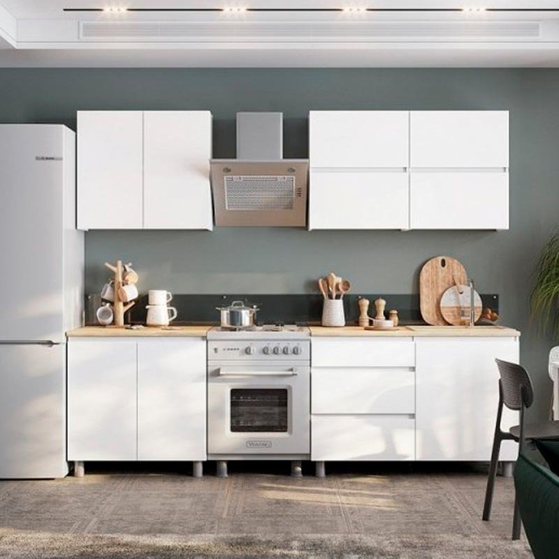 Кухонный гарнитур ZETA Токио серия 3, 200x215х60 см, ЛДСП, белый купить,NaN