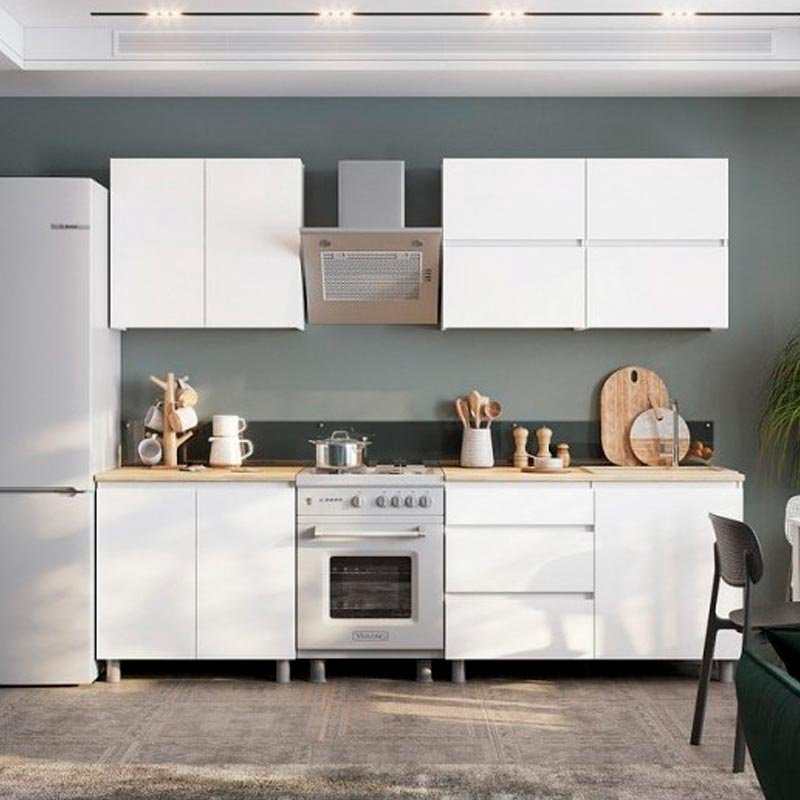 Кухонный гарнитур ZETA Токио серия 3, 200x215х60 см, ЛДСП, белый купить,NaN