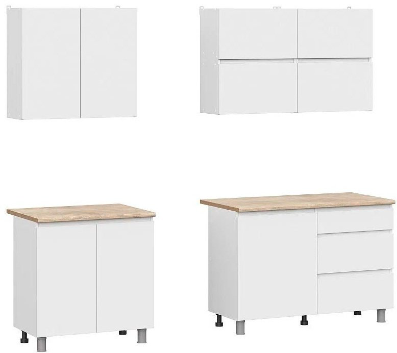 Кухонный гарнитур ZETA Токио серия 3, 200x215х60 см, ЛДСП, белый купить,NaN