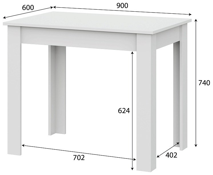 Обеденный стол SV СО 1, 90х60x74 см, ЛДСП, белый купить,NaN