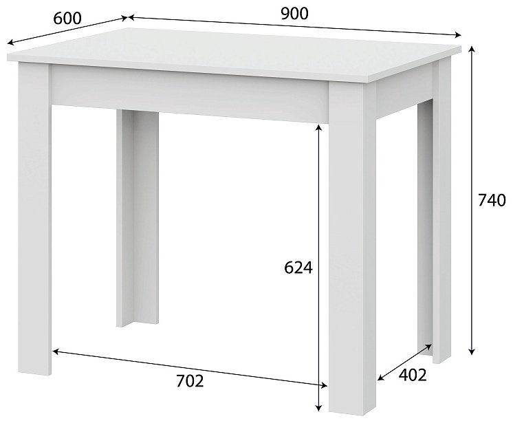 Обеденный стол SV СО 1, 90х60x74 см, ЛДСП, белый купить,NaN
