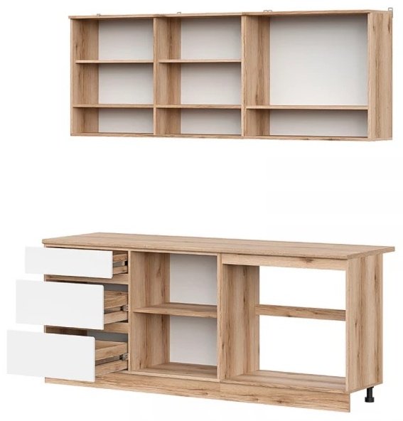 Кухонный гарнитур , 200x214х60 см, ЛДСП, белый, коричневый купить,NaN