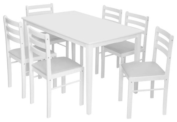 Комплект ИМП-ТВ-070157, стол 140х80 см + 6 стульев, белый купить,NaN