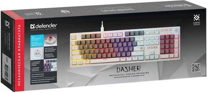 Клавиатура Defender Dasher GK-472 (45473) GREY-WHITE белый