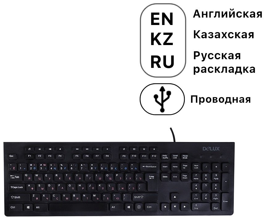 Клавиатура Delux DLK-180UB черный
