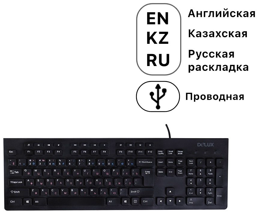 Клавиатура Delux DLK-180UB черный