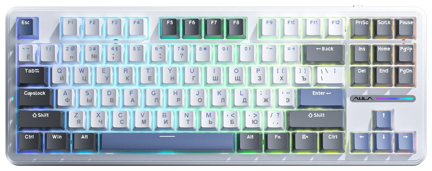 Клавиатура AULA F87 G/W3 WGB белый купить,NaN