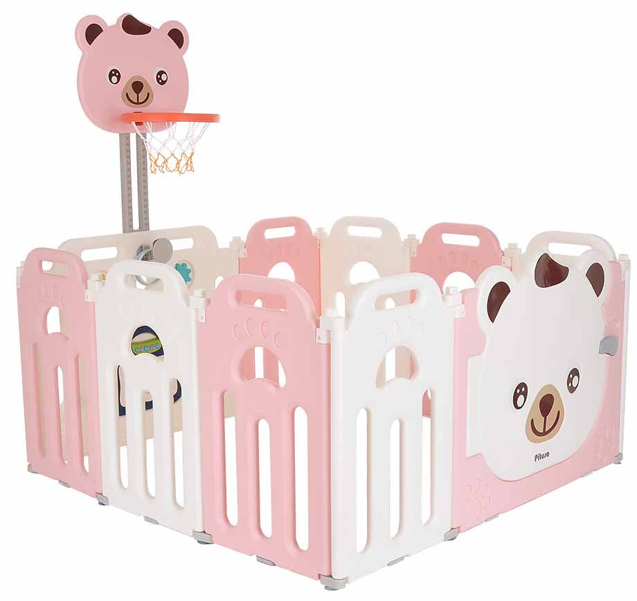 Игровой манеж Pituso Мишка L-XXZD02 бело-розовый купить,NaN