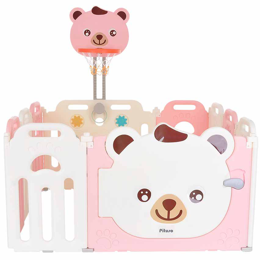Игровой манеж Pituso Мишка L-XXZD02 бело-розовый купить,NaN