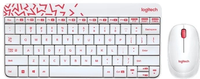 Клавиатура Logitech MK240 Nano белый-красный